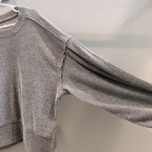 Dark Gray Ribbed Long Sleeve Shirt